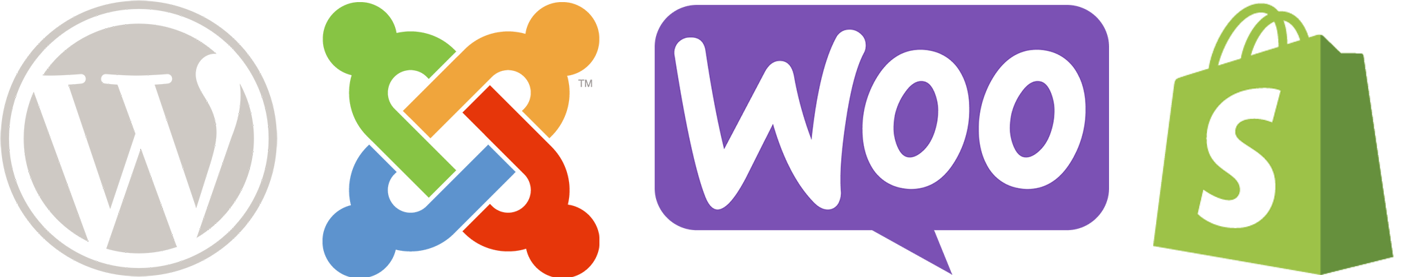 WordPress, Joomla!, WooCommerce, Shopify