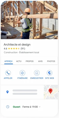 fiche Google Business Profile d'une entreprise locale